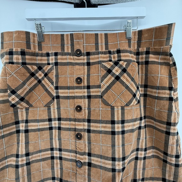Torrid Plus Plaid Button Front Skirt Size 2 Brown Emo Grunge Preppy‎ Y2K Holiday - Picture 3 of 11